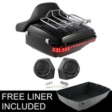King Trunk Pad W/ Speakers Light Rack Fit For Harley Touring 14-25