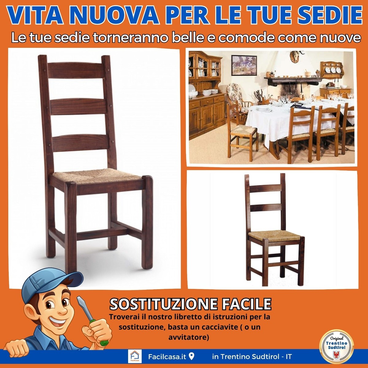 Generico Import Trade - Set da 2 Sedute in paglia 37x37cm, Ricambio mod. 901 - PISA, Sedile di ricambio per sedie e sgabelli da casa e ristoranti, Fondo, Telaio, Sedile resistente e