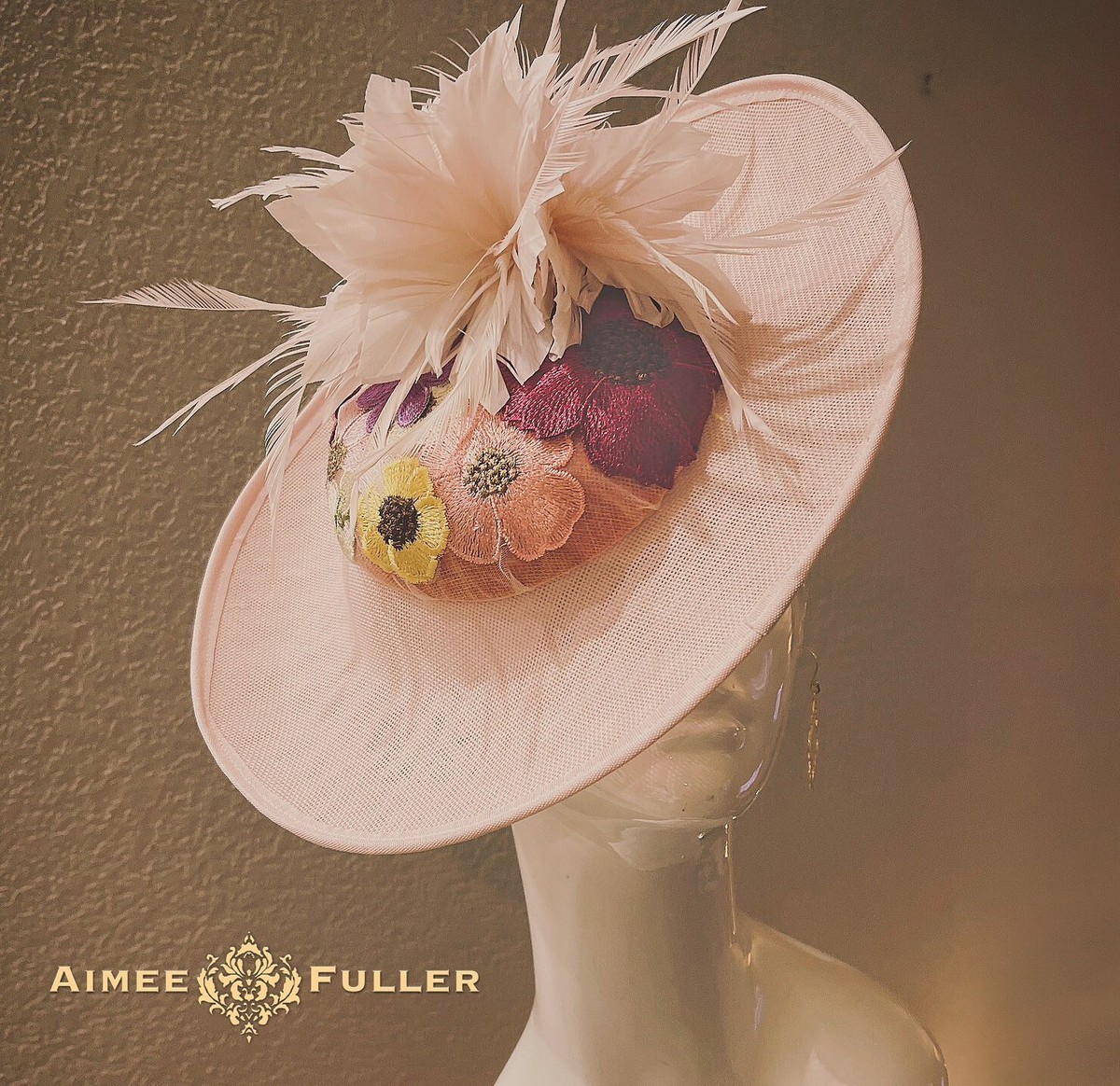Kentucky Derby Fascinator Pink Floral Applique Purple  display picture 3