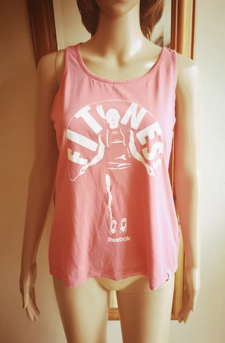WOMENS REEBOK ORANGE FITNESS COTTON VEST SLEEVELESS TOP T SHIRT
