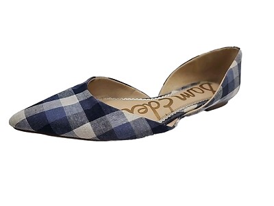 Sam Edelman Women Rodney Blue Gingham Flats Plaid Pointy Toe Flats US M 