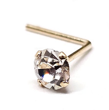 Bijoux piercing corps clou de nez en or 9 carats 3 mm pierre précieuse quartz...