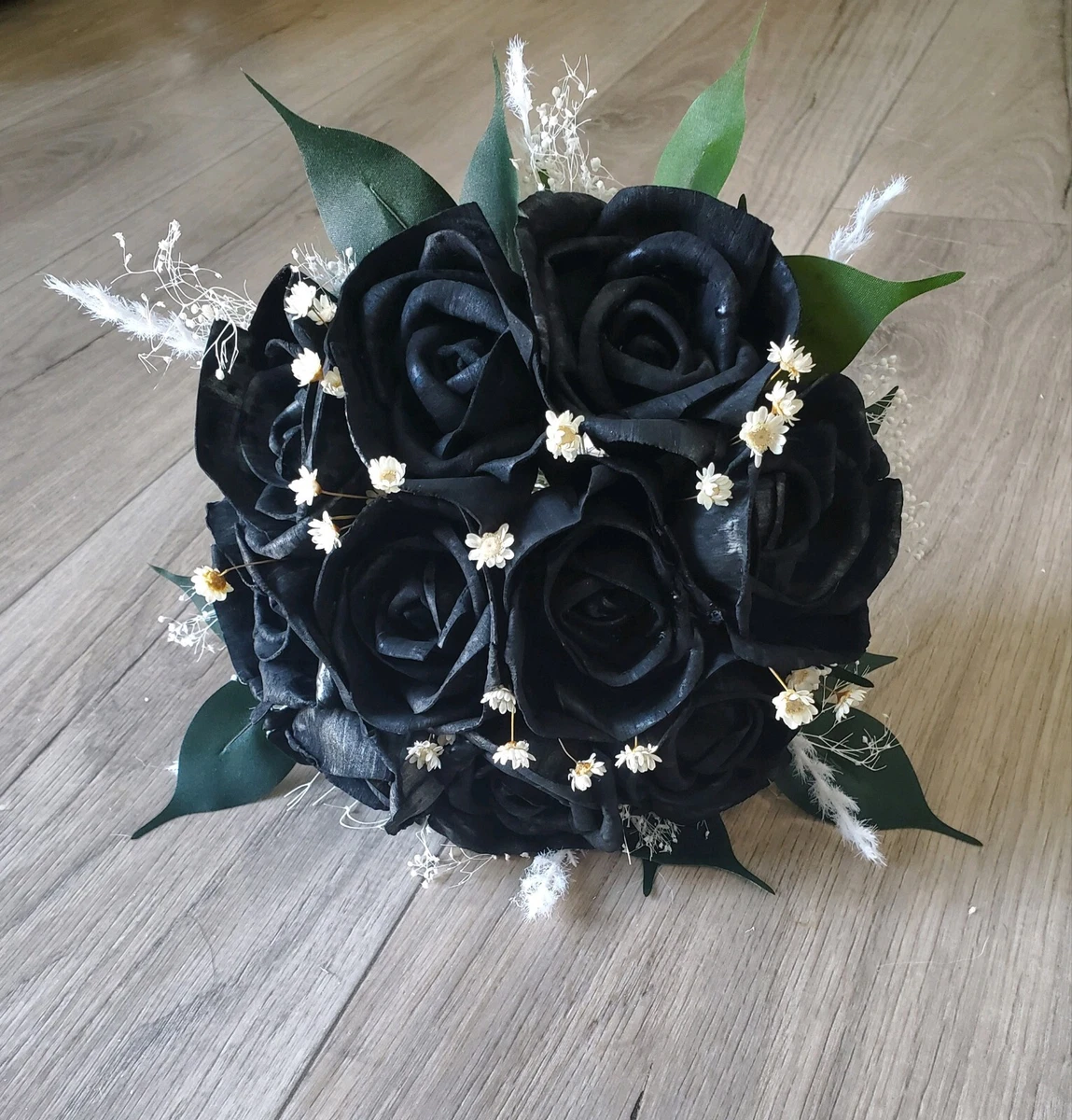 Black White & Silver Wedding Package Bridal Bouquet, Bridesmaids