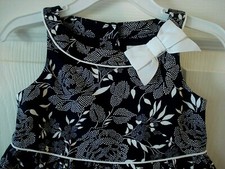 Janie and Jack Infant Girl's 2 pc Dress Navy Blue White Floral Bow Size 6-12 M