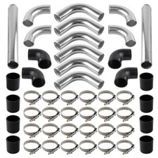  2.75" 70mm Universal 12PCS Turbo Intercooler Pipe+ Silicone Hose Kit Polished