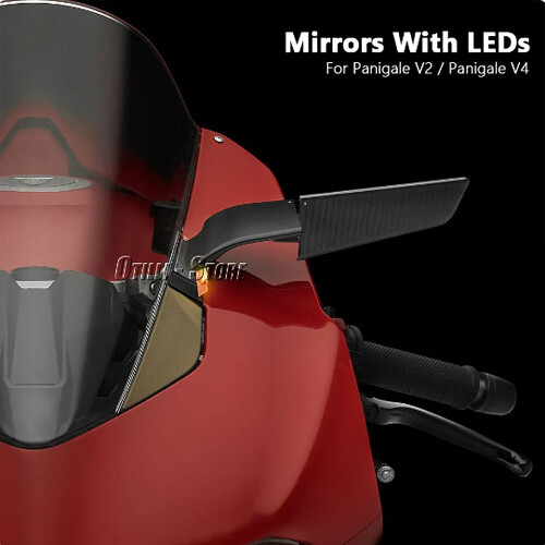 Motorcycle Rear Side Rearview Mirrors with LED Light For Ducati ...