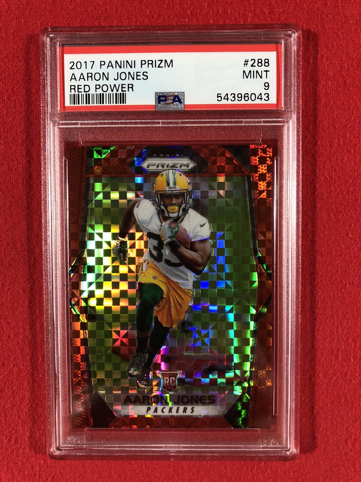 AARON JONES RC 2017 PRIZM RED POWER 10/49 REFRACTOR PSA 9 MINT PACKERS RB