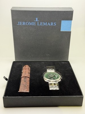 Jerome LeMars Men s Green Dial Stainless Steel Chronograph Watch 45mm - JL5557B