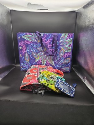 Vera Bradley Accessories Lot/4 Shopping Bag Zip ID Toiletry Travel Cosmetic Case