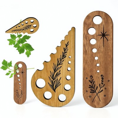 2 Pack Wooden Herb Stripper and Vegetable Leaf Separator, Wood Kale Remover T...