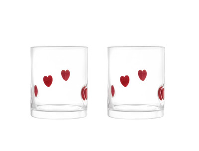 Thyme & Table 12 fl oz Valentine's Day Red Hearts Charm Drinking Glasses,Set of2