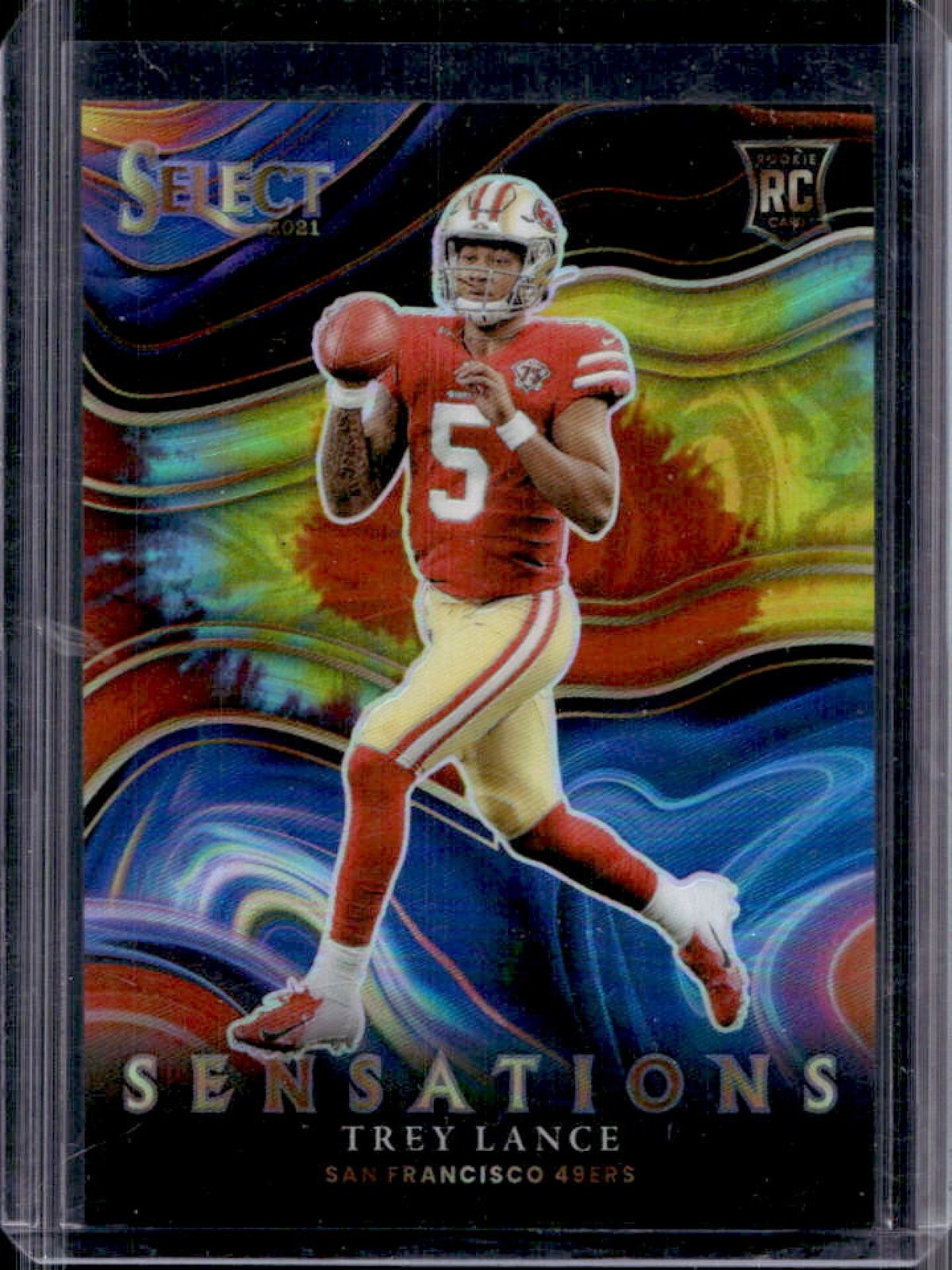 2021 Panini Select Trey Lance Sensations RC Tie Dye Prizm Rookie #/25 49ers