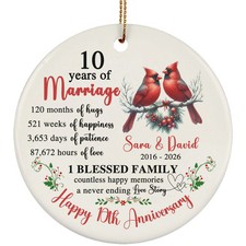 Personalized Happy Anniversary Ornament Custom Cardinal Bird Couple Love Gift