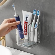 3 Slots Detachable Toothbrush Holders Wall Mounted for Bathrooms 3 Count Clear
