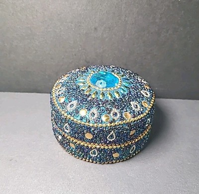 Bombay Company Beaded Jewelry Trinket Box Round
