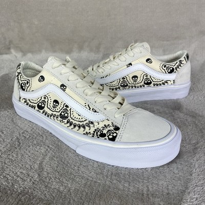 Vans Old Skool Bandana Sneakers Skate Men 7 Women 8.5 White Black