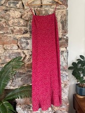 Gap Maxi Dress - Red Floral spaghetti  Strap, fully lined , viscose  UK 12