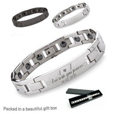 Personalised Men's Bracelet Titanium Steel Engraved Magnetic Wristband for Him