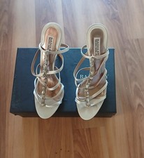 Badgley Mischka. Rhinestone Strap Buckle Sandals SATIN IvorY US 10 BUT FITS 9.