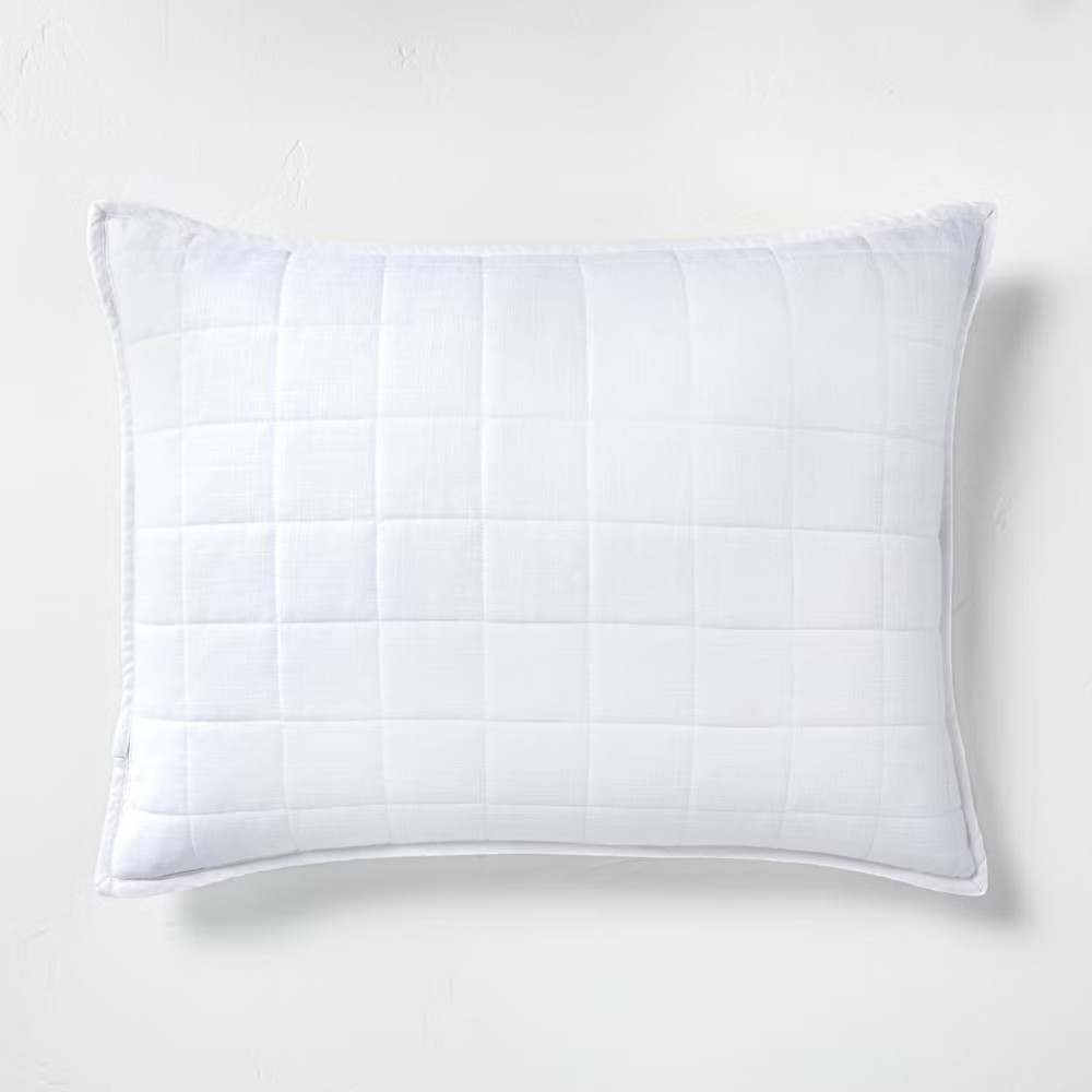 Casaluna 1-Piece Pillow Sham Linen-Blend OEKO-TEX Quilted Classic White King 2490₽