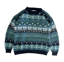 Vintage Christopher Banks Knit Mohair Blend Blue Patterned Sweater Women s S