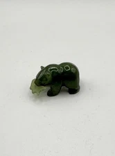 Vintage Hand Carved Nephrite Jade Bear, Totem Animal, Miniature Sculpture No.11