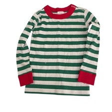 Hanna Andersson Pajama Shirt Size 4 Green Striped Long Sleeve Christmas Holiday