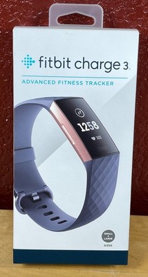 Fitbit Charge 3 Advanced Fitness Activity Tracker Blue Gray/Rose Gold S/L Bands