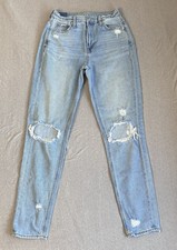 American Eagle Size 00Long Mom Jean Light Wash Distressed 26 x29