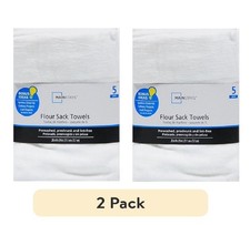 Mainstays White Flour Sack Kitchen Towel Set, 5-Piece pack of 2