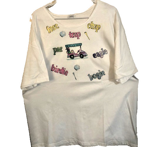 Golf White T-Shirt Unbranded Women’s XL Golf Designs Short Sleeve