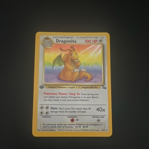 Pokemon 1999 1st Edition Dragonite 4/62 Fossil Unlimited Holo Rare