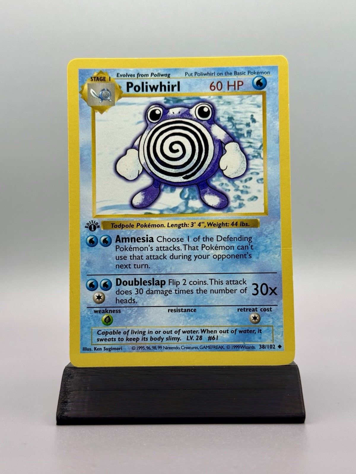 Poliwhirl 1st Edition 38/102 Shadowless Base Set MP - Pokemon TCG Card Uncommon