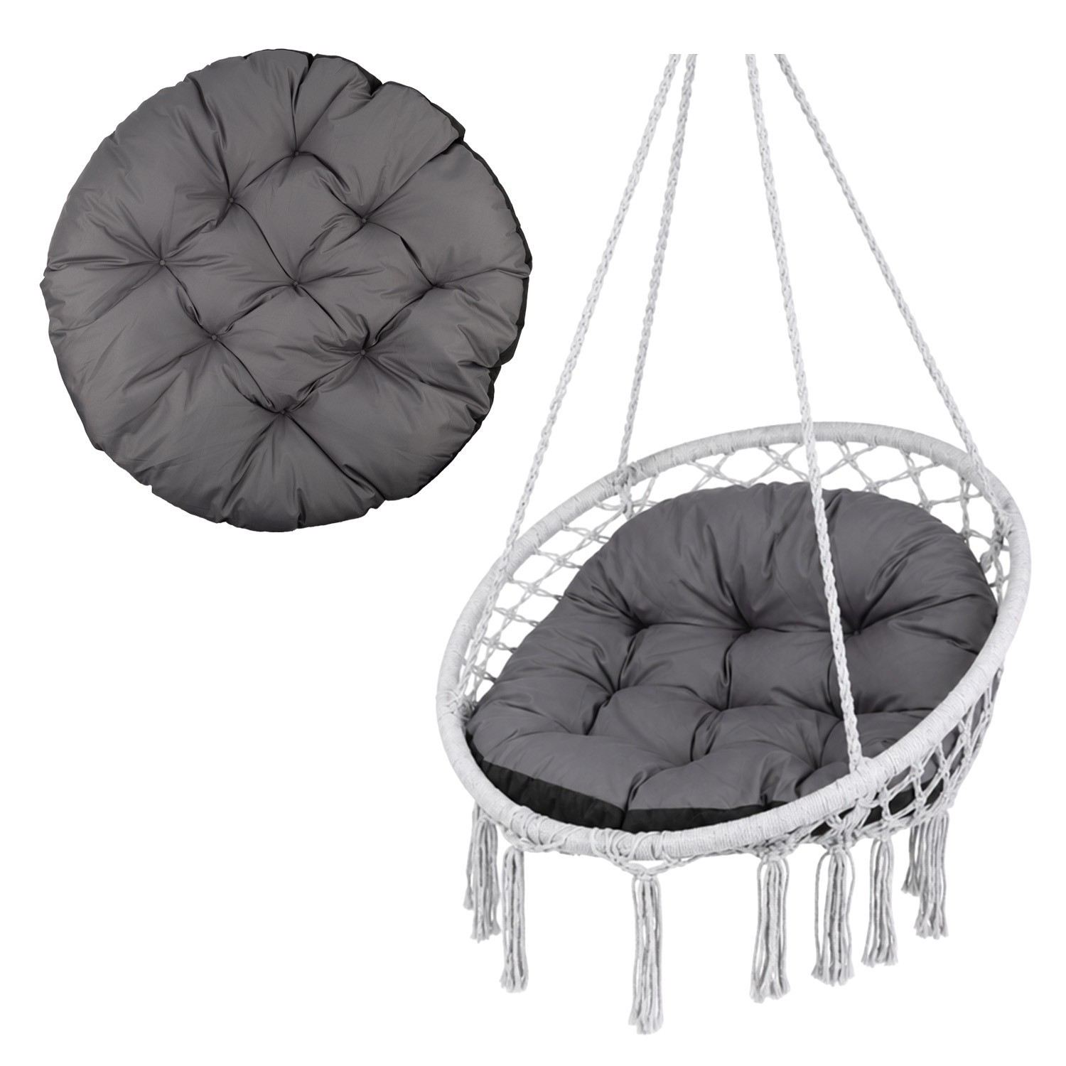 Coussin de balancelle 110 cm gris pour vos siestes au jardin