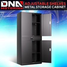 71" Lockable Heavy Duty Metal Storage Cabinet w/ Drawer Adjustable Shelves Black