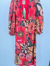 Pre-Owned Farm Rio Red Size XS Floral Maxi Long Sleeve Dress