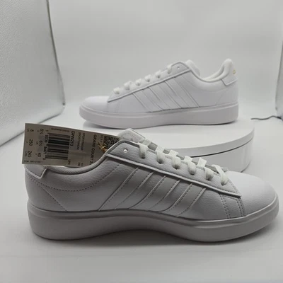 Adidas Grand Court 2.0 Tennis Shoes White w/ Gold Metallic Women's Size 8 - Image 1 of 4