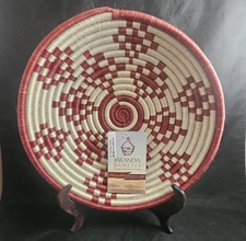 Rwanda Handwoven Coil Weave Basket Wall Decor Or Fruit Bowl