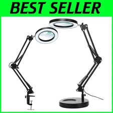 Adjustable 10X Magnifying Lamp with 3 Color Modes for Hands-Free Precision Work