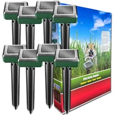 8-Pack Ultrasonic Solar Animal Repellent – Eco-Friendly Pest Control for Gardens