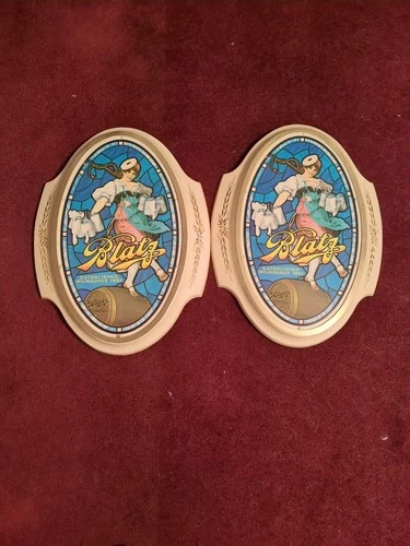 (2) Vintage 1985 Blatz Valerie Cameo Beer Sign No Light Man Cave Plastic Sign