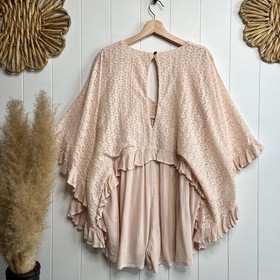 Free People romper floral lace ruffled one piece playsuit boho jumpsuit XS