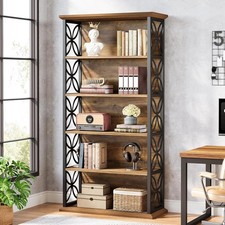 6 Tier Tall Bookcase 71'' Industrial Bookcase Freestanding Open Storage Shelves
