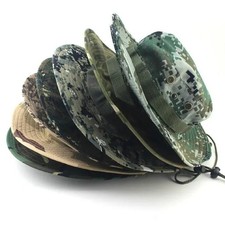 Camouflage Tactical Cap Boonie Bucket Hat Caps Camo Men Outdoor Sports Sun black
