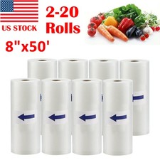 2-20Rolls 8" x 50' Embossed Vacuum Sealer Bags Food Saver Storage BPA Free 4 Mil