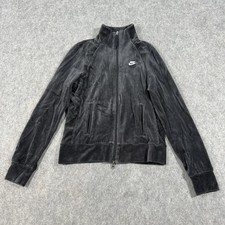 Nike Sportswear Vintage Track Full Zip Jacket Women's Small Gray Velour Velvet