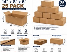 50 Pack 14x8x6 Cardboard Shipping Boxes Corrugated Mailing Packing Moving Boxes