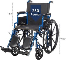 Safety Lightweight Wheelchair W/ Swing-Away Elevating Leg Rests  Flip-Back Arms
