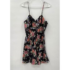 Victoria's Secret M Slip Dress Womens Black Floral Paisley Satin Mini Gold Label