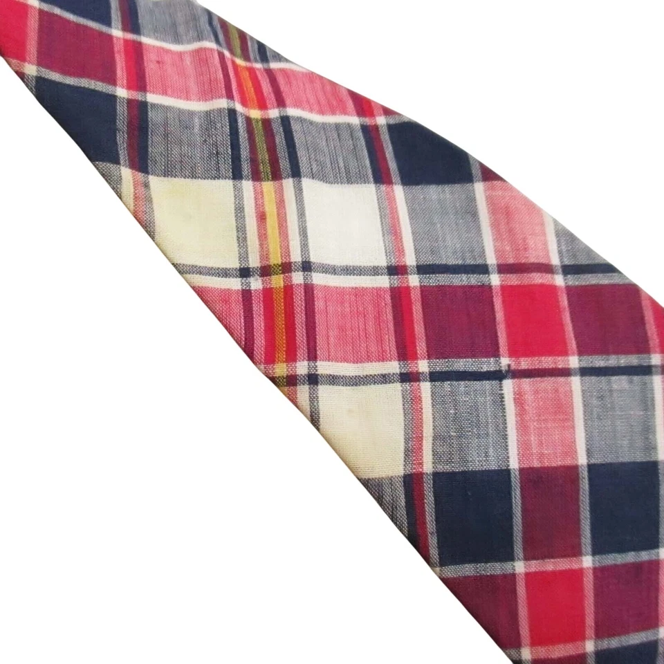 CORBATA VINTAGE AÑOS 70 3.5" ANCHO 54" CORBATA ESTAMPADO A CUADROS GALLO DENVER COLORADO Foto 4 de 4